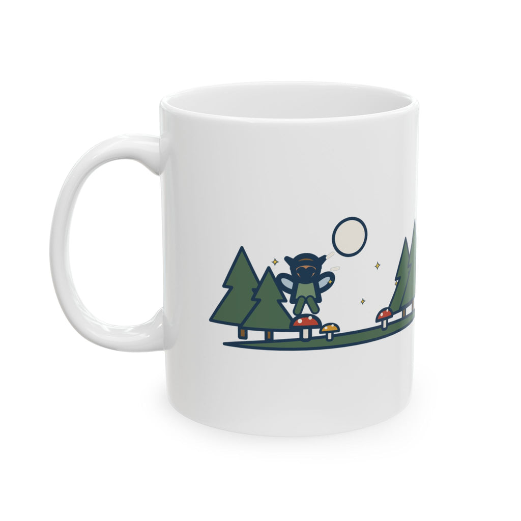 Shakespeare Humor Quote Mug, Lord, What Fools These Mortals Be, Whimsical Mushroom Sprite Coffee Mug 11oz