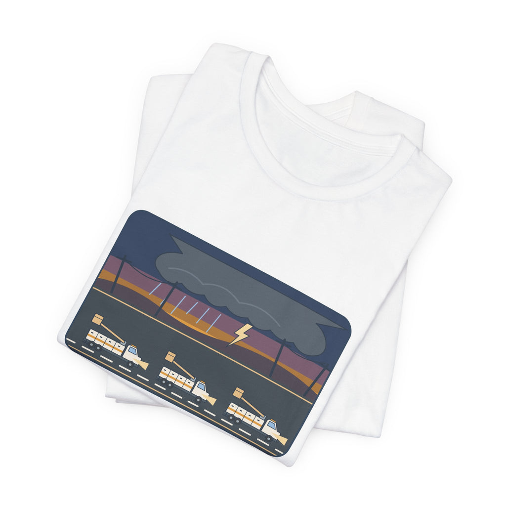 Lineworker T-Shirt - Mutual Aid. Any State. Any Storm. Power Line Crew Tee