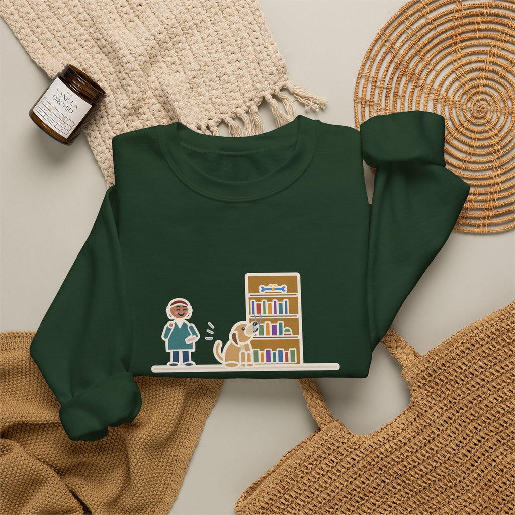 Dog's Present Sweatshirt, Hid It High on a Shelf, He Sniffed It Out in Four Seconds, Funny Bookshelf Crewneck