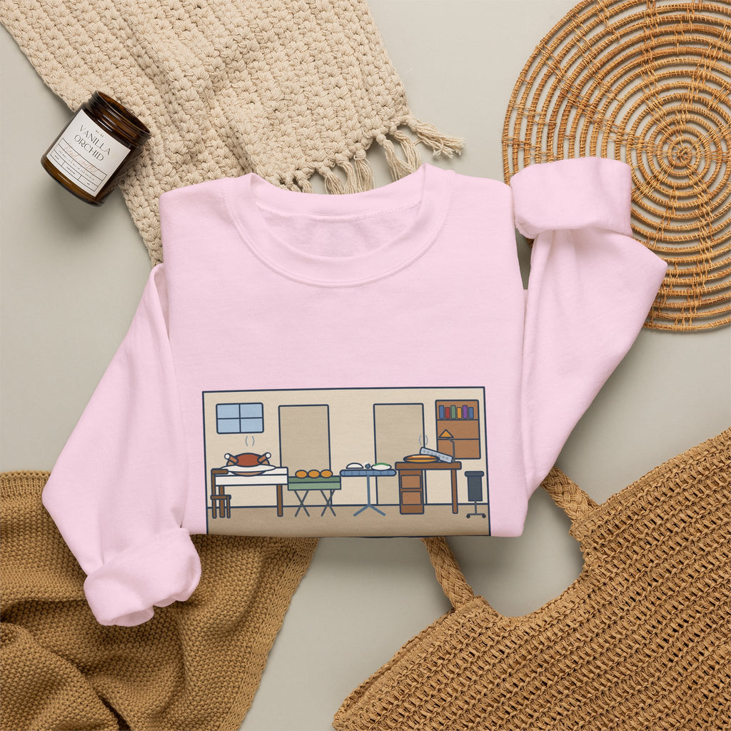 Funny Thanksgiving Sweatshirt, Four Tables and My Desk, Big Family Host Crewneck