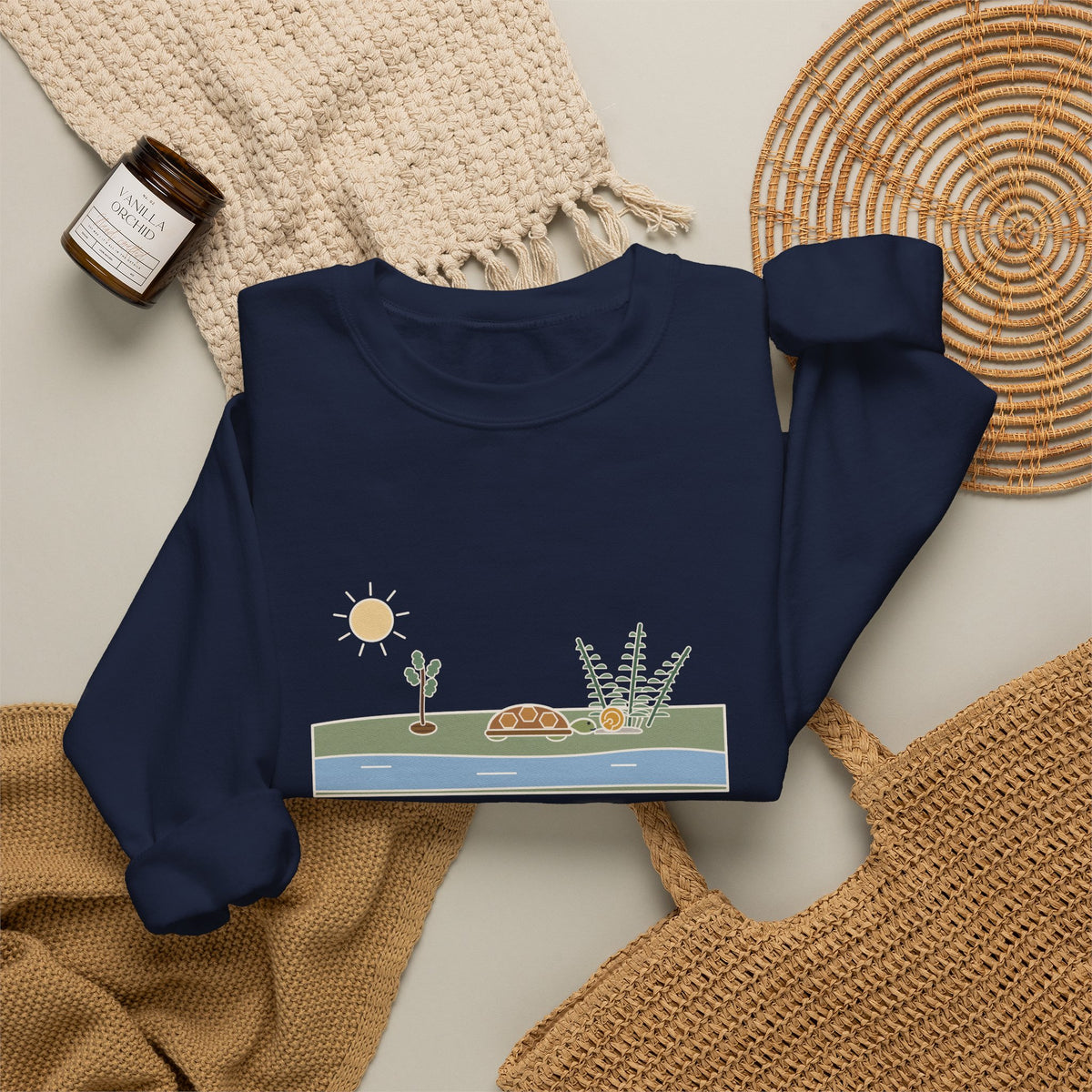 Adopt the Pace of Nature, Her Secret Is Patience Sweatshirt, Nature Emerson Quote Crewneck with Tortoise and Snail