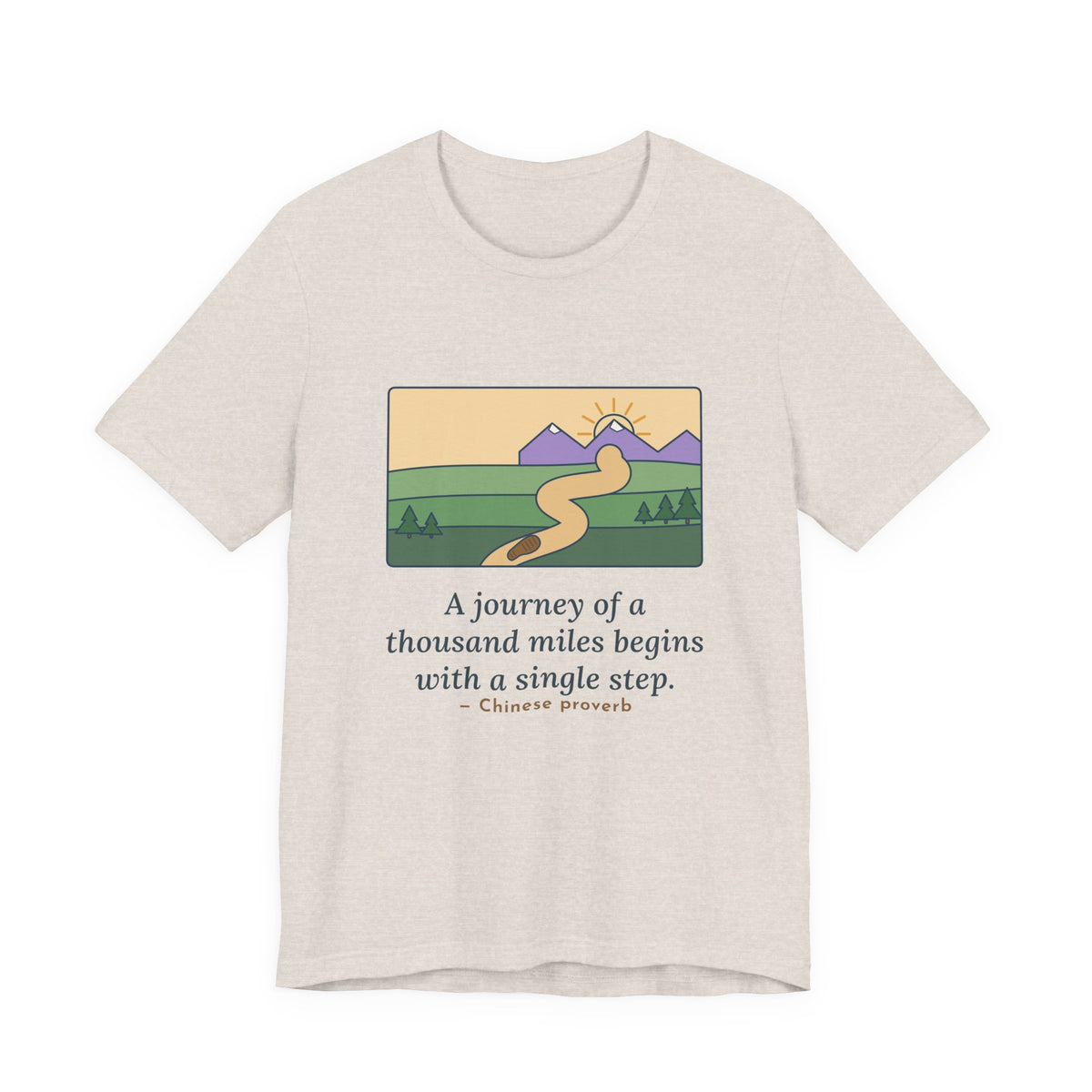 A Journey of a Thousand Miles Begins With a Single Step T-Shirt, Wisdom Proverb Tee with Winding Road