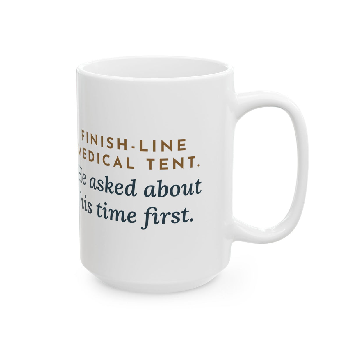 Large 15oz Marathon Medical Tent Nurse Mug - Runner Checks His Watch Race Day Nurse Gift