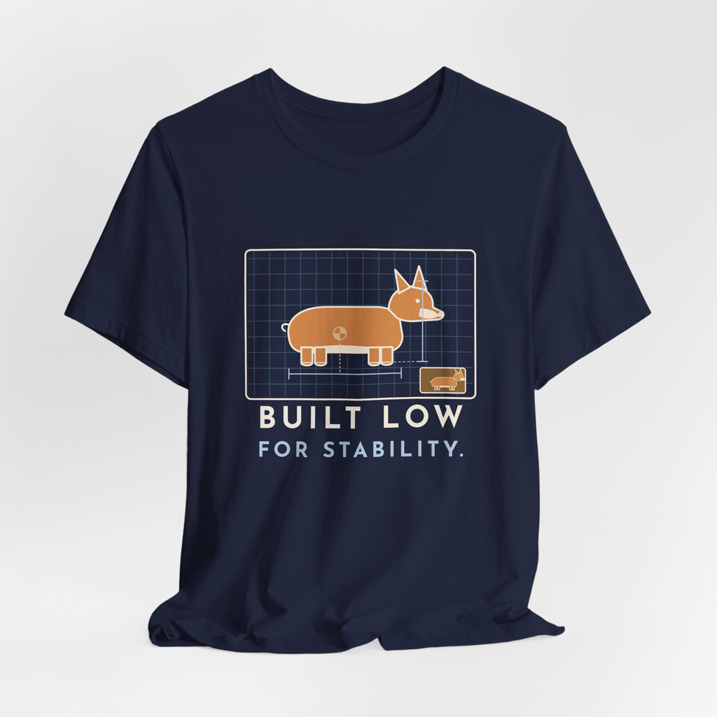 Corgi T-Shirt - Built Low for Stability Corgi Owner Blueprint Tee