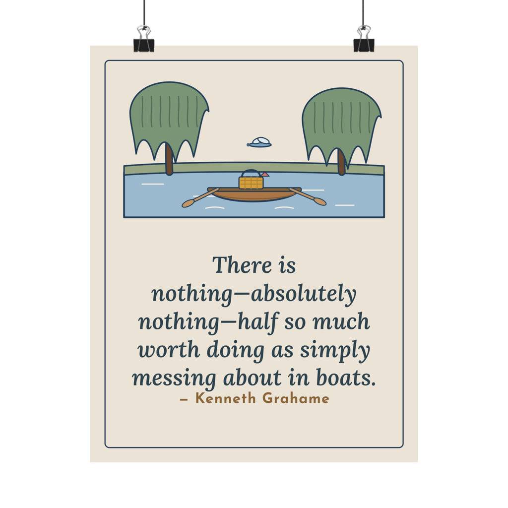 Grahame Quote Poster, Simply Messing About in Boats, Boating River Rowboat Wall Art