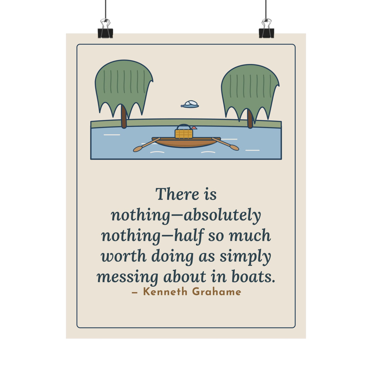 Grahame Quote Poster, Simply Messing About in Boats, Boating River Rowboat Wall Art