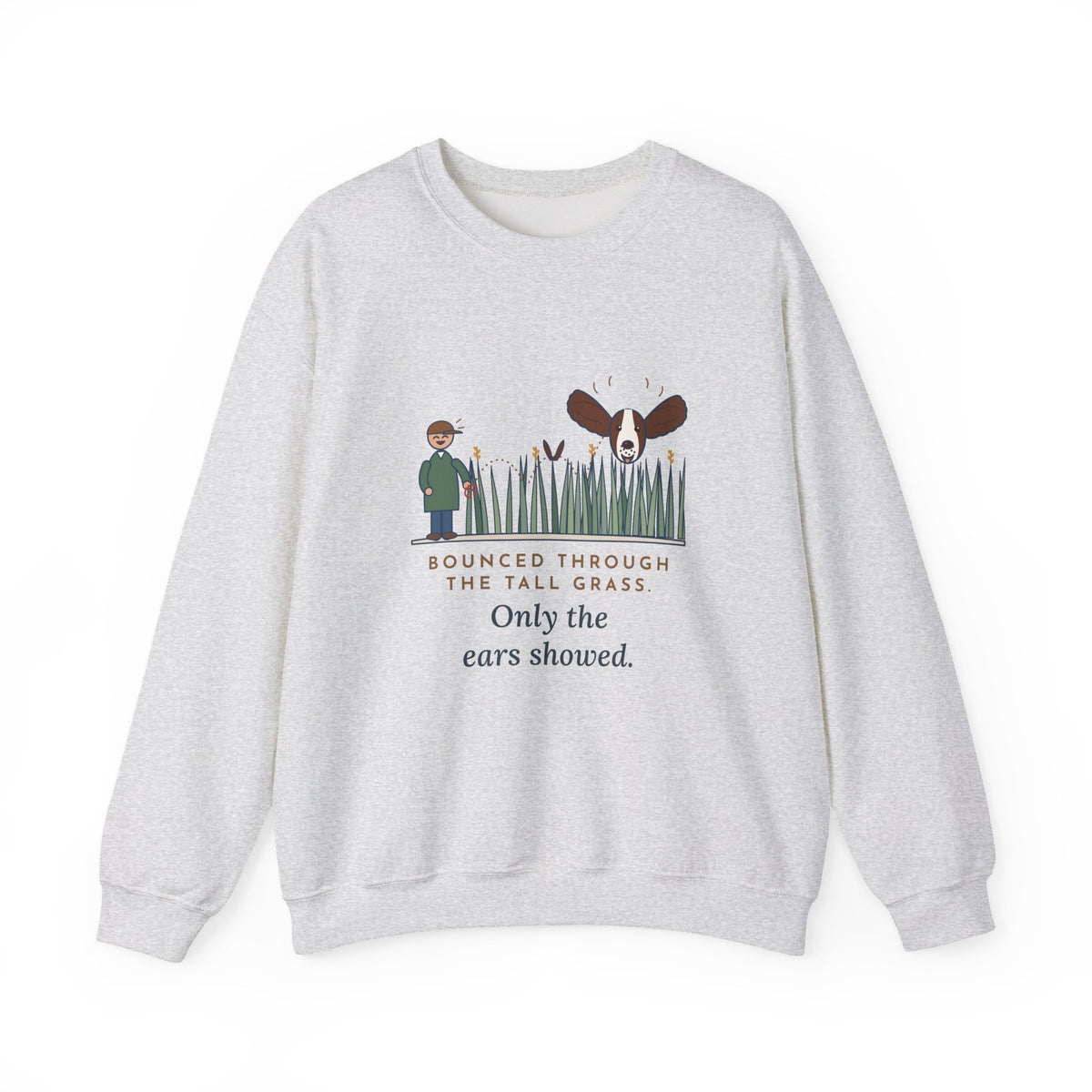 English Springer Spaniel Crewneck Sweatshirt - Only the Ears Showed in the Tall Grass Gift