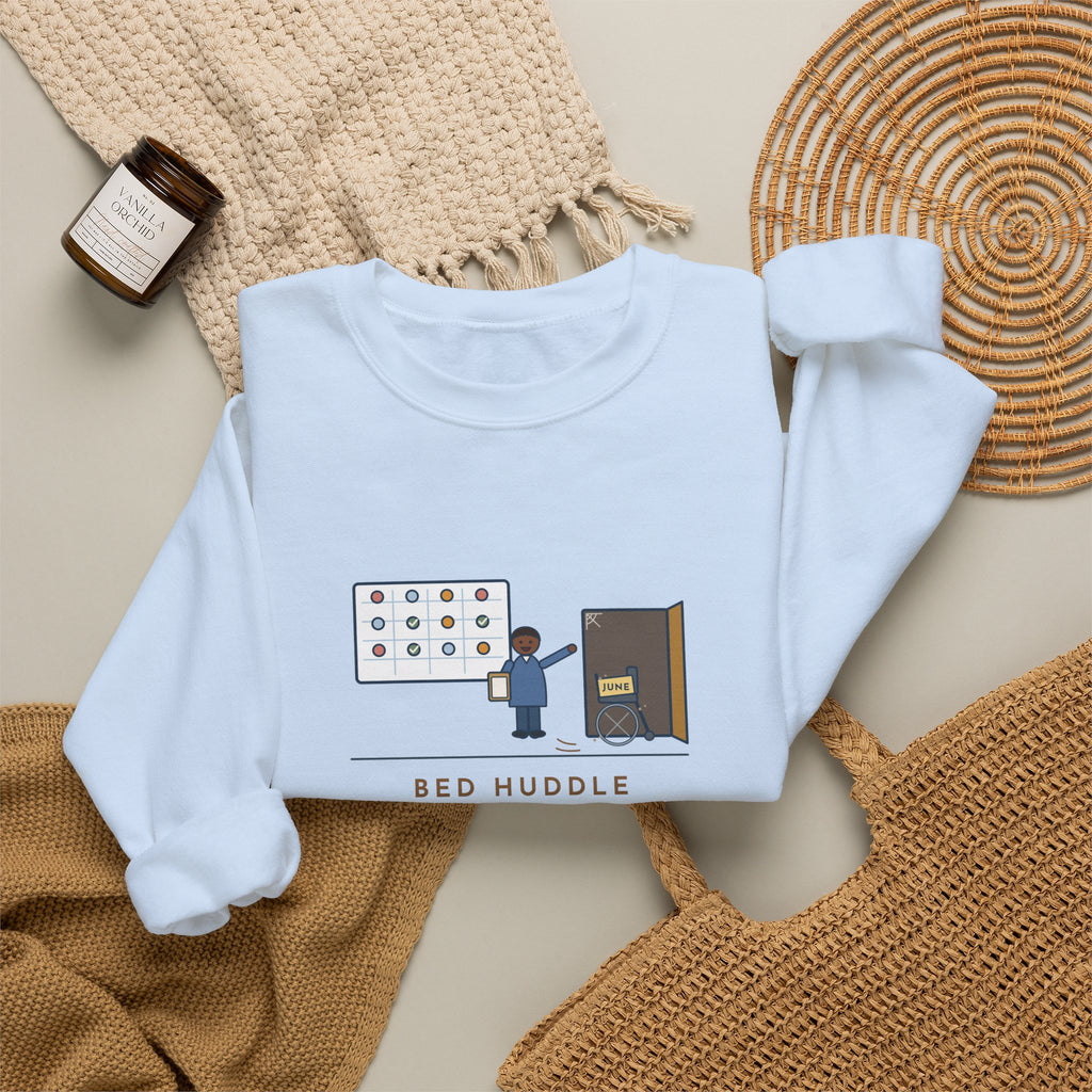 Bed Management Nurse Crewneck Sweatshirt - Three Beds and a Long-Lost Wheelchair