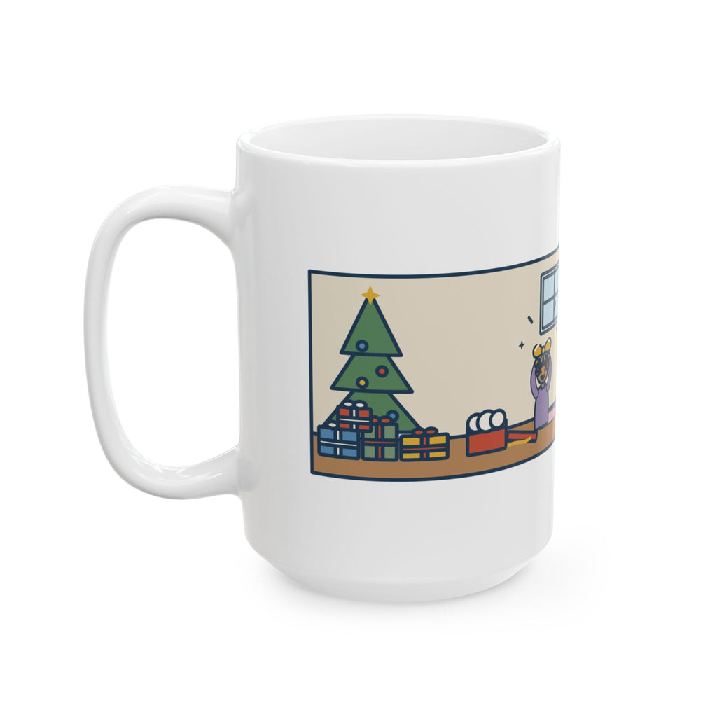 The Toddler Opened One Gift and Spent an Hour with the Bow 15oz Mug, Large Funny Christmas Morning Coffee Mug