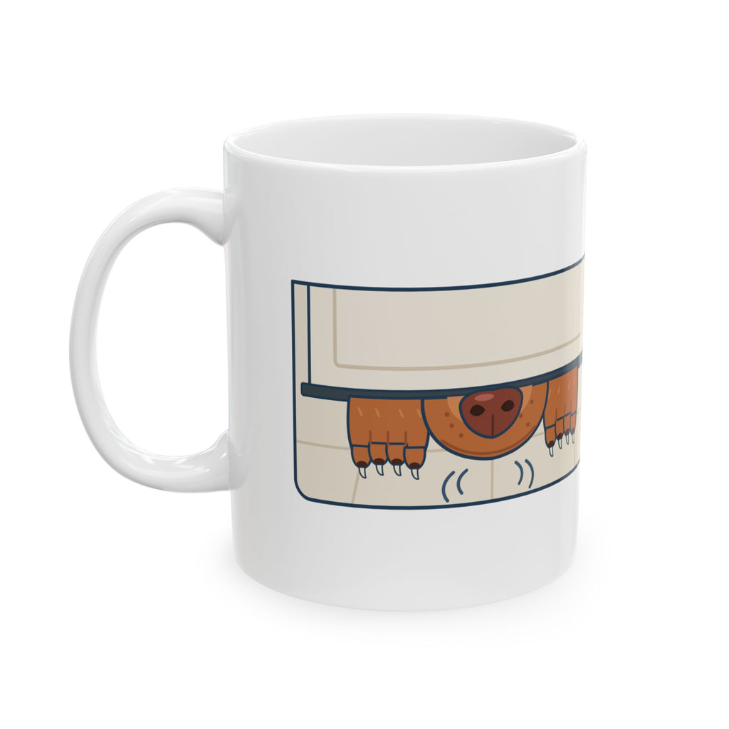 Vizsla Coffee Mug - Bathroom Door Closed, Vizsla Nose Under It 11oz Dog Mug