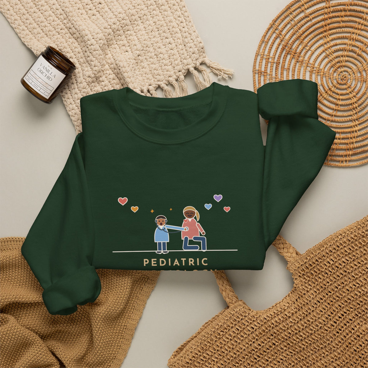 Pediatric Cardiology Nurse Sweatshirt, Let Him Listen to His Own Heart, He Asked to Hear Mine, Funny Clinic Visit Crewneck