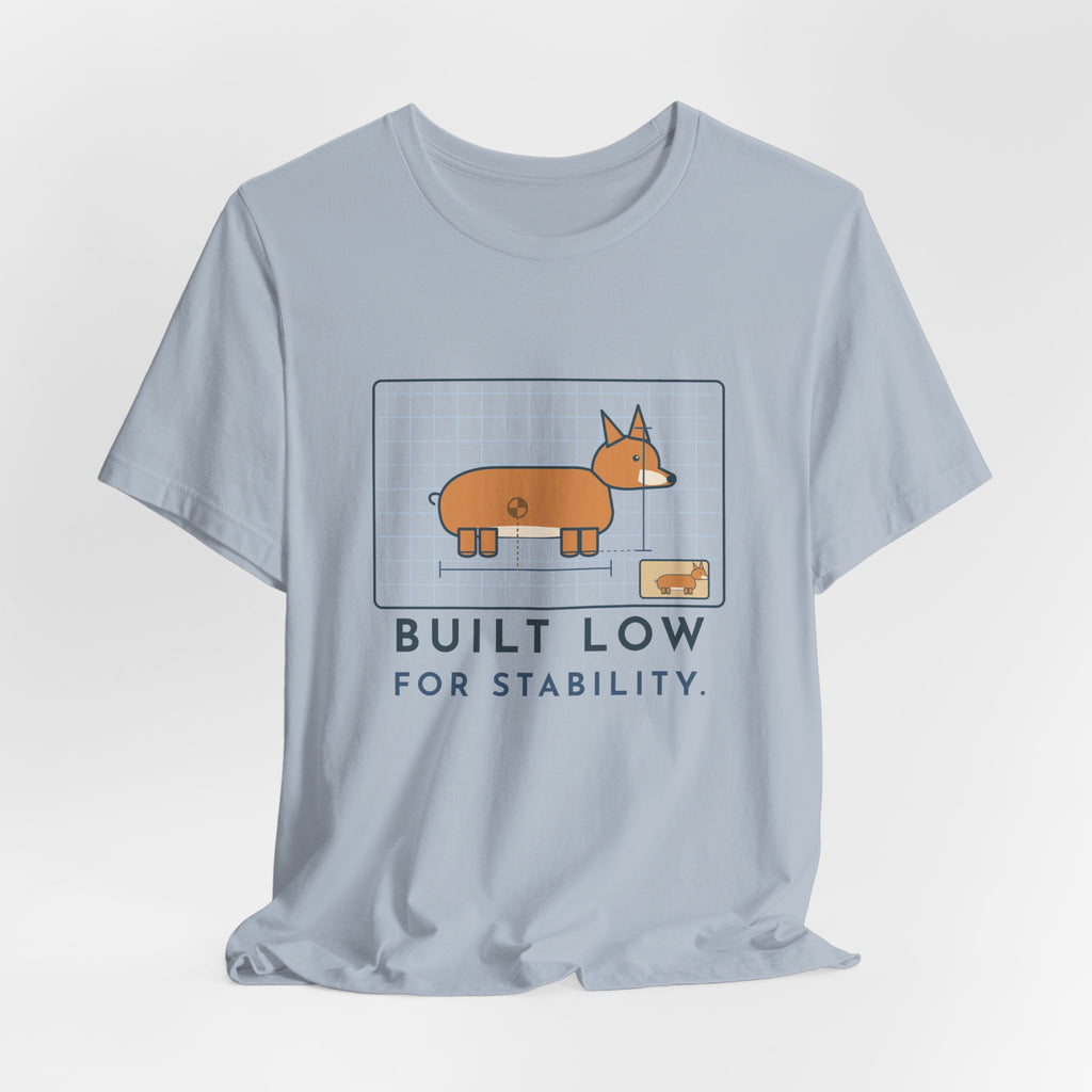 Corgi T-Shirt - Built Low for Stability Corgi Owner Blueprint Tee
