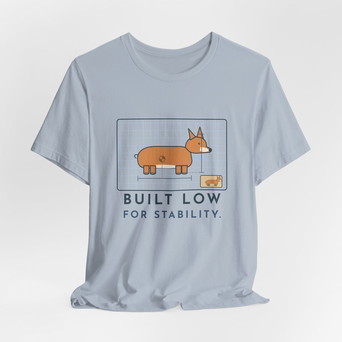 Corgi T-Shirt - Built Low for Stability Corgi Owner Blueprint Tee