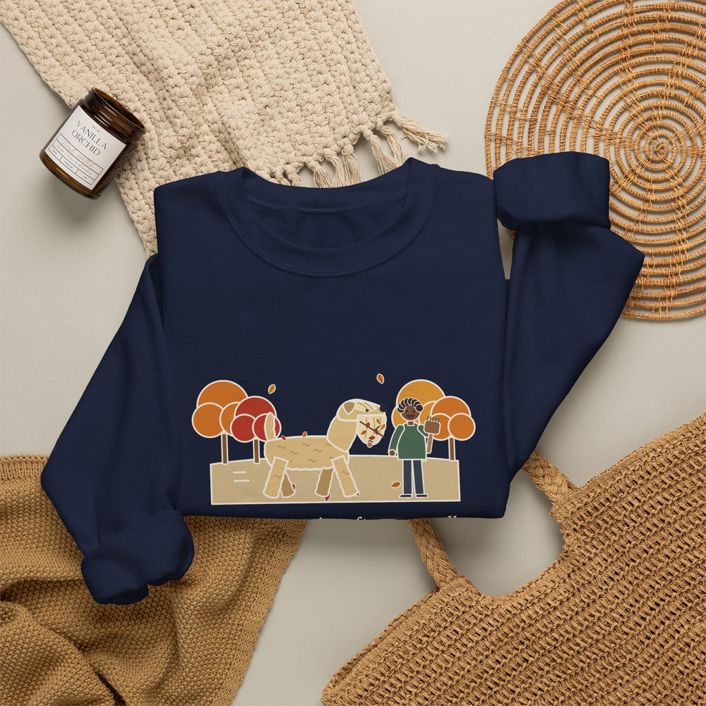 Wheaten Terrier Sweatshirt, Half the Park's Leaves in His Beard, Funny Autumn Walk Crewneck