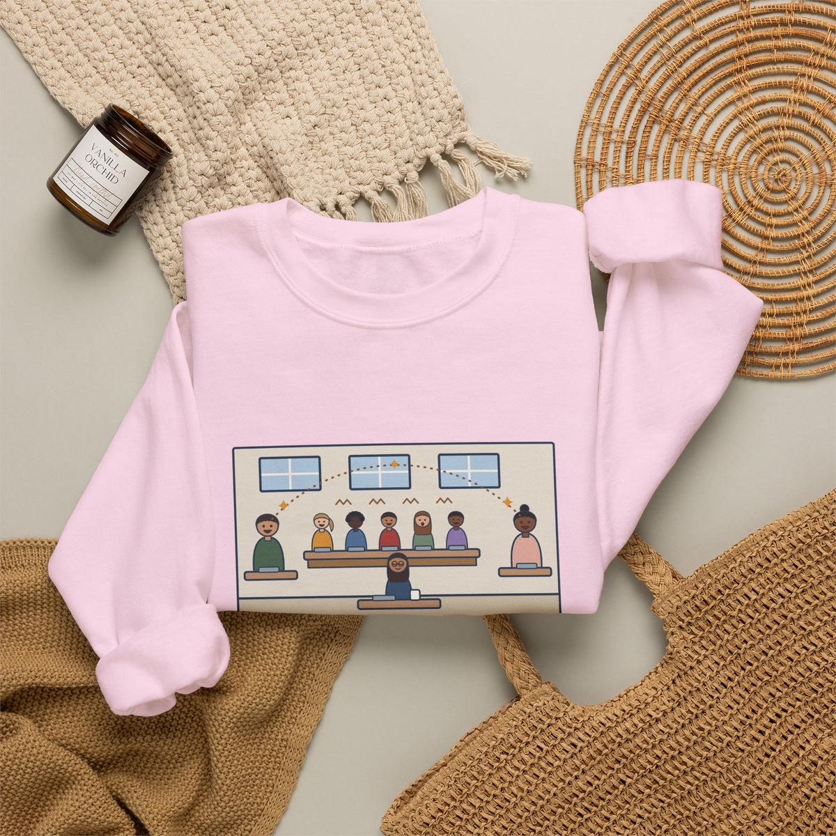 ASL Teacher Sweatshirt, The Kids Figured Out They Can Talk Across the Cafeteria Now, Funny Lunchroom Crewneck
