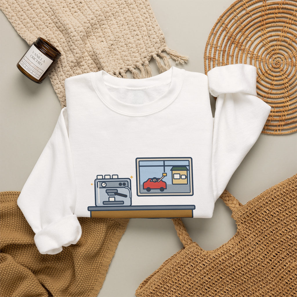 Coffee Sweatshirt, Bought an Espresso Machine, Still Stop for Coffee on the Way to Work, Funny Drive-Through Crewneck