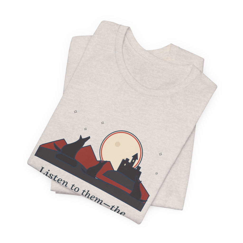Bram Stoker Quote T-Shirt, The Children of the Night, Gothic Wolves and Red Moon Tee