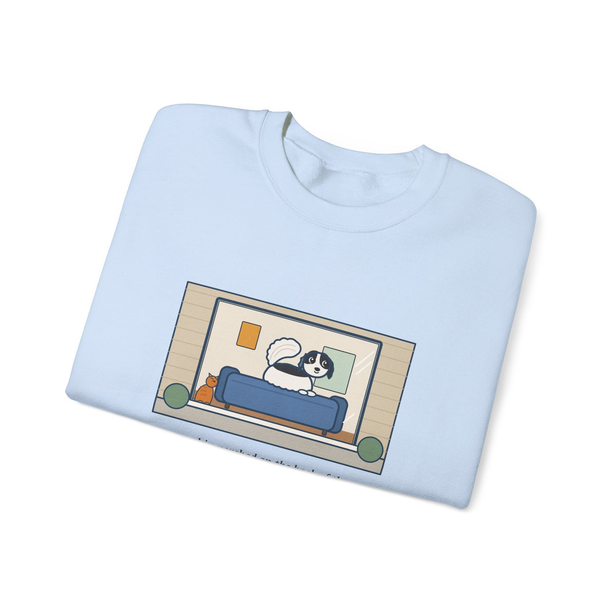 Japanese Chin Sweatshirt, Perched on the Back of the Couch Like a Cat, Watching the Street, Funny Window Lookout Crewneck