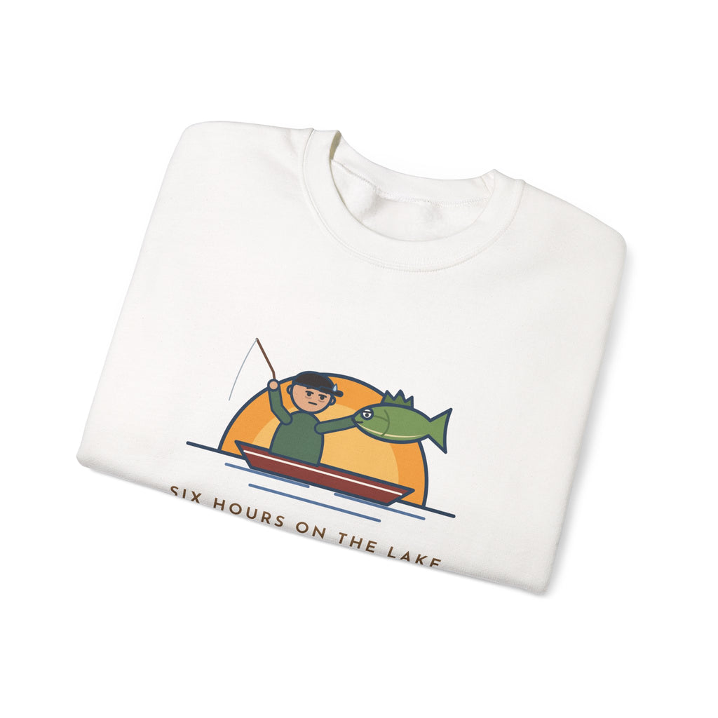 Funny Angler Crewneck Sweatshirt - Same Fish Twice After Six Hours on the Lake