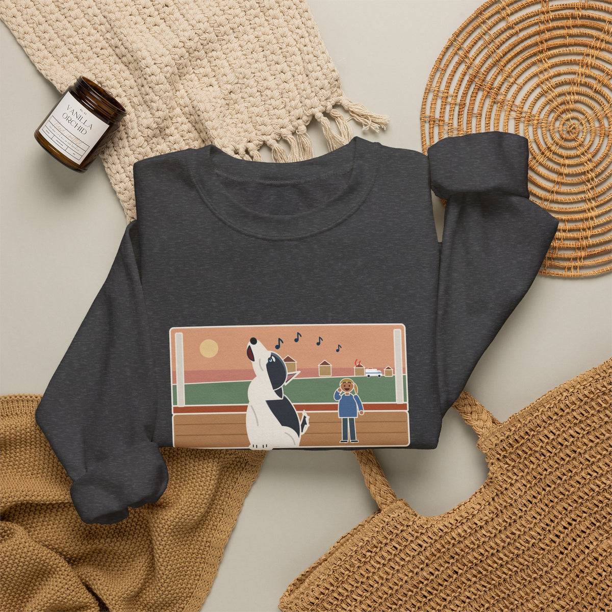 Pitsky Sweatshirt, Heard a Siren Two Streets Over and Sang Along Until It Was Gone, Funny Porch Concert Crewneck