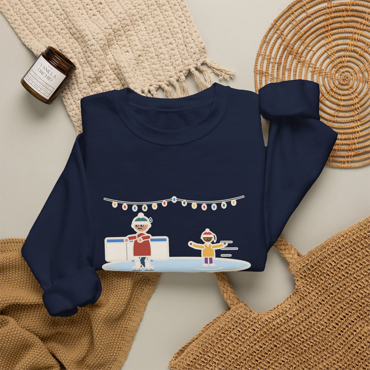 Ice Skating Sweatshirt, Held the Wall for an Hour, A Six-Year-Old Skated Past Me Backward, Funny Outdoor Rink Crewneck