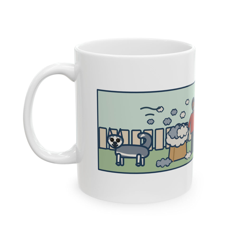 Pomsky Mug, Shed One Winter Coat, We Filled a Grocery Bag with It, Funny Coffee Mug 11oz
