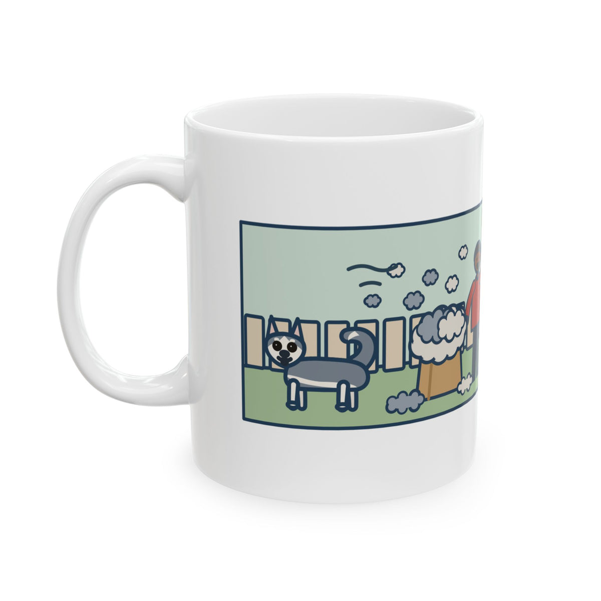 Pomsky Mug, Shed One Winter Coat, We Filled a Grocery Bag with It, Funny Coffee Mug 11oz