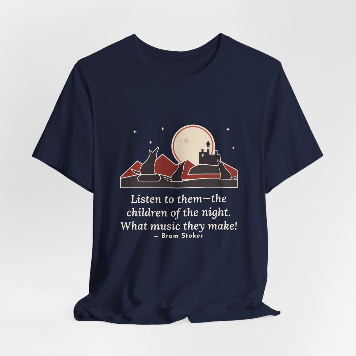 Bram Stoker Quote T-Shirt, The Children of the Night, Gothic Wolves and Red Moon Tee