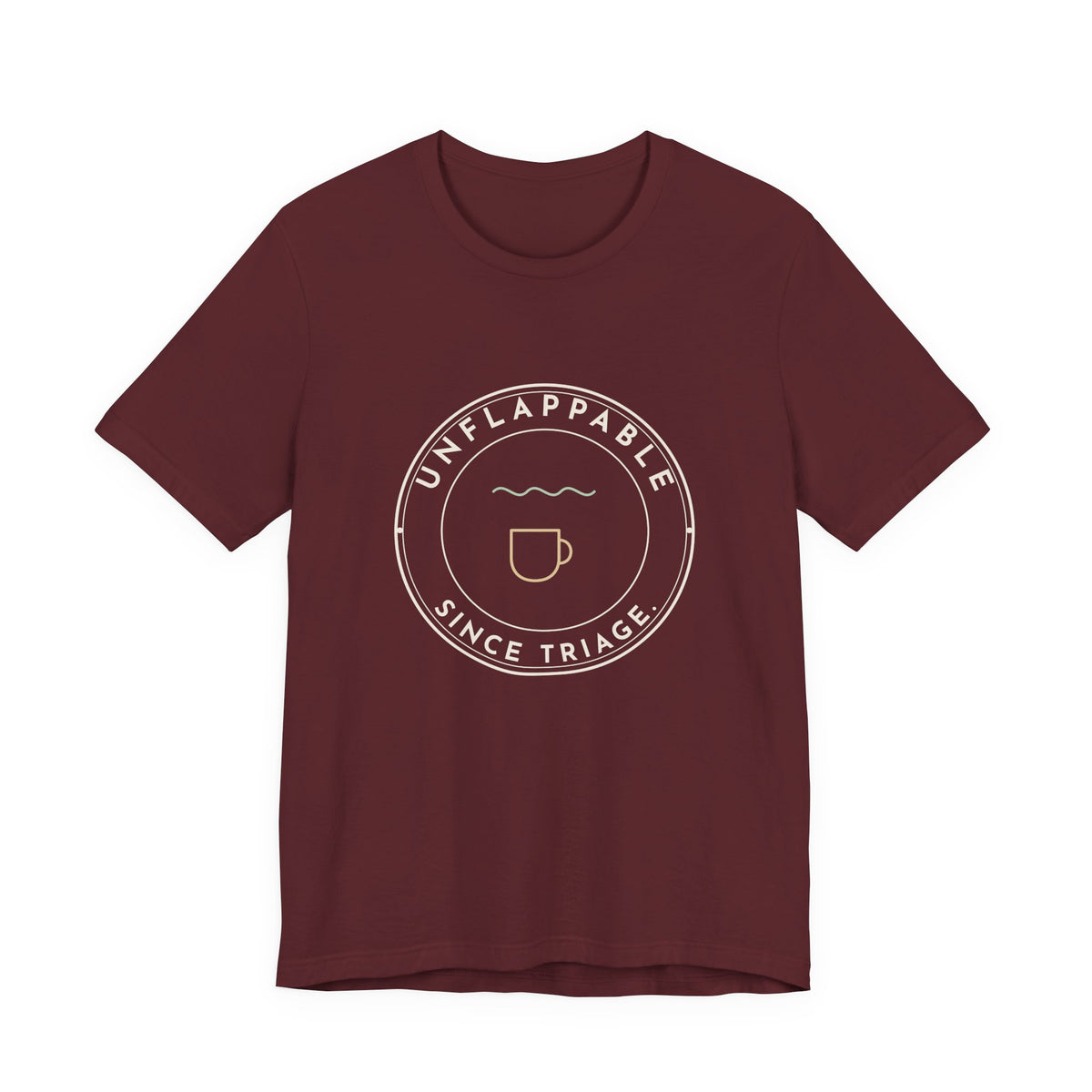 ER Nurse T-Shirt - Unflappable Since Triage Retro Badge Tee for Emergency Nurses
