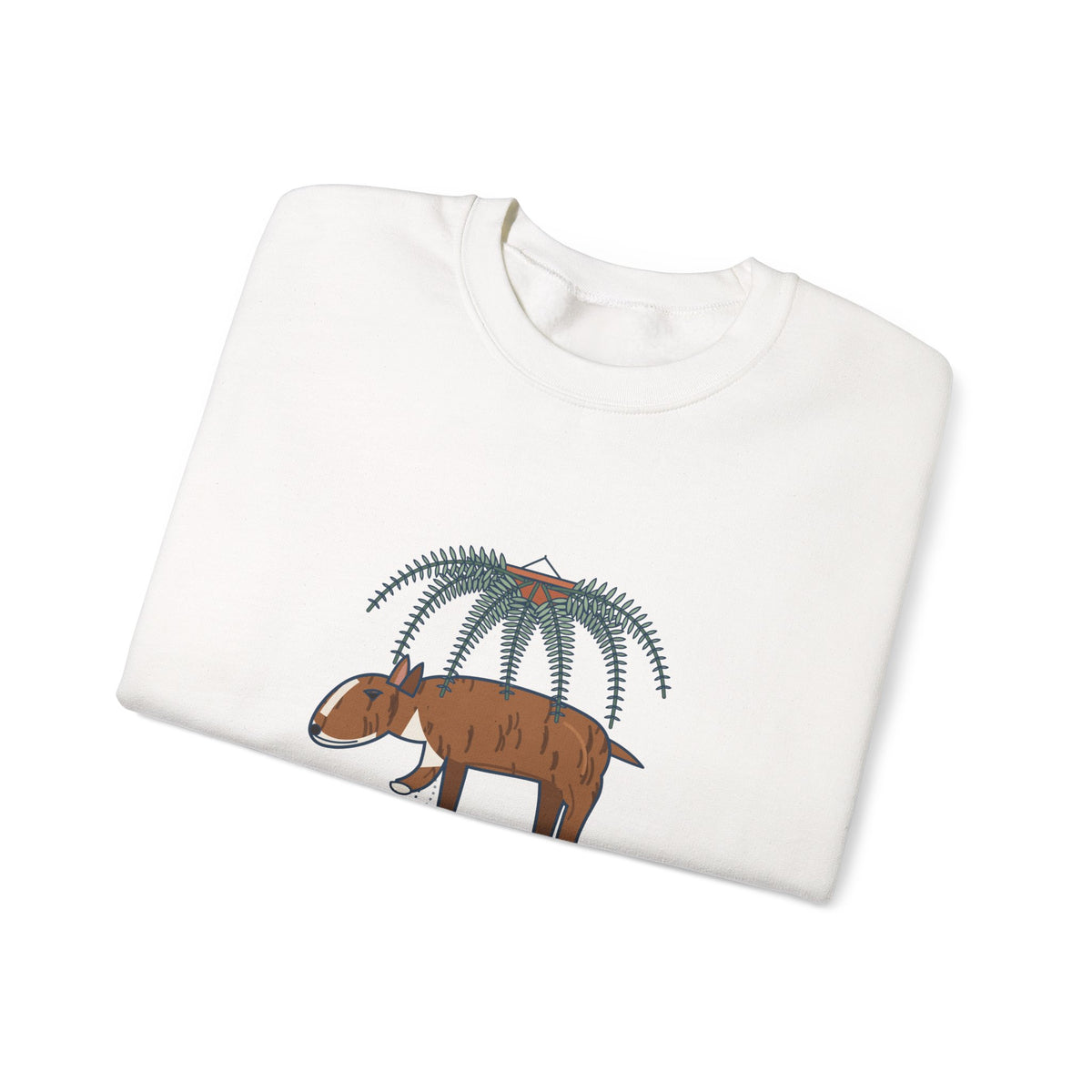Bull Terrier Crewneck Sweatshirt - Trancing Under the Ferns Slow Motion Dog Lover Gift