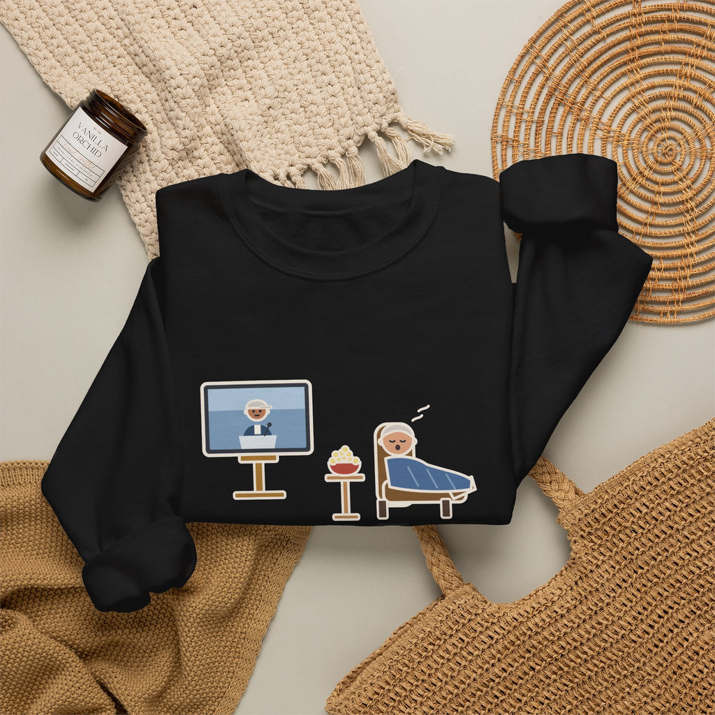 Sports Fan Sweatshirt, Sat Down to Watch the Game, Woke Up for the Postgame Interviews, Funny Recliner Nap Crewneck