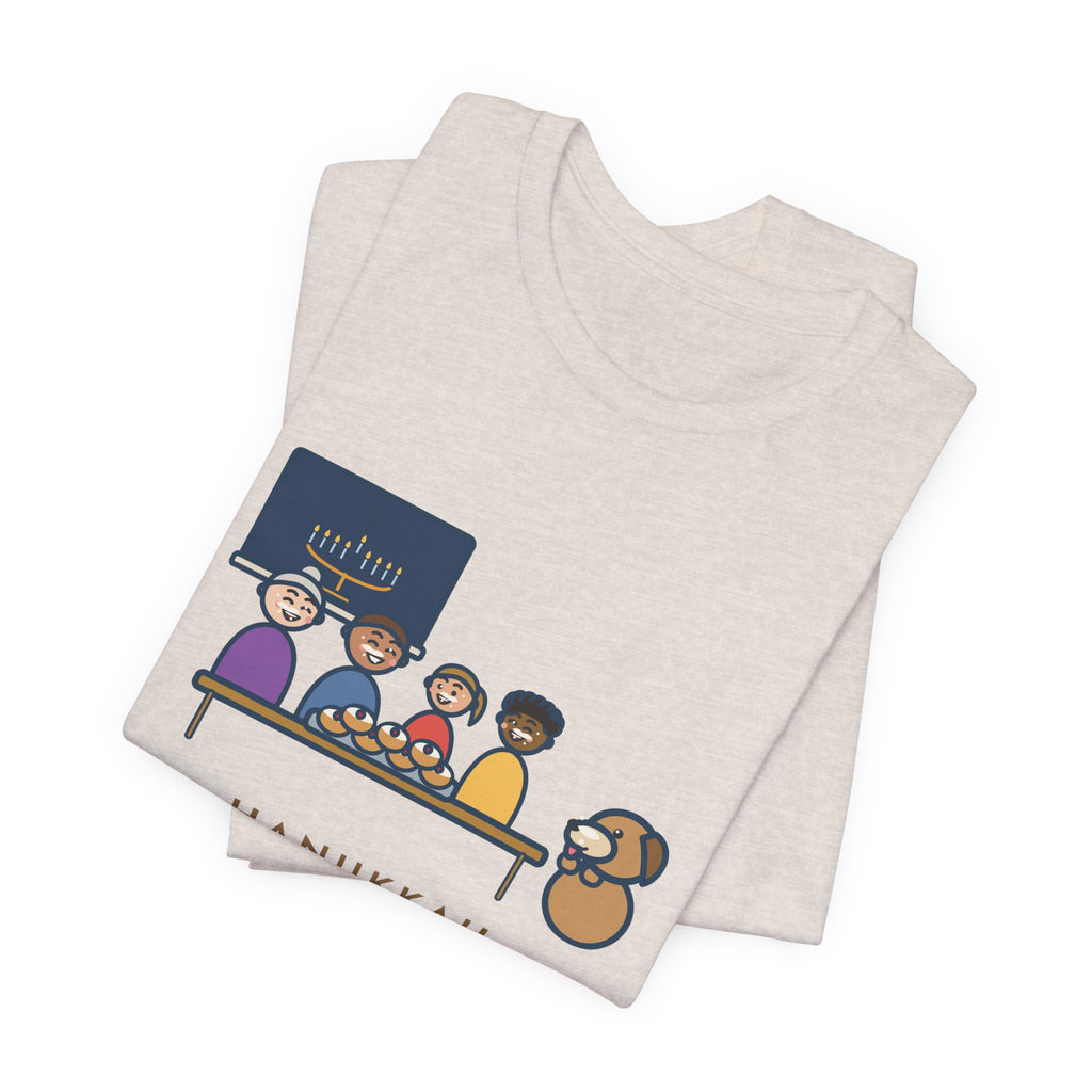 Funny Hanukkah T-Shirt, One Tray of Jelly Doughnuts, Powdered Sugar on Every Face, the Dog's Too, Sugar Mustaches Tee