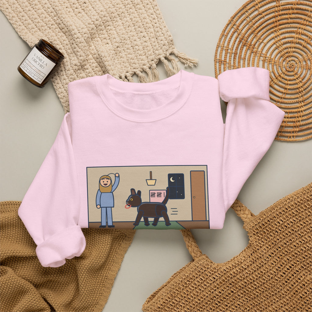 Burmese Cat Sweatshirt, Brought the Hair Tie Back Eleven Times, Funny Hallway Fetch Crewneck