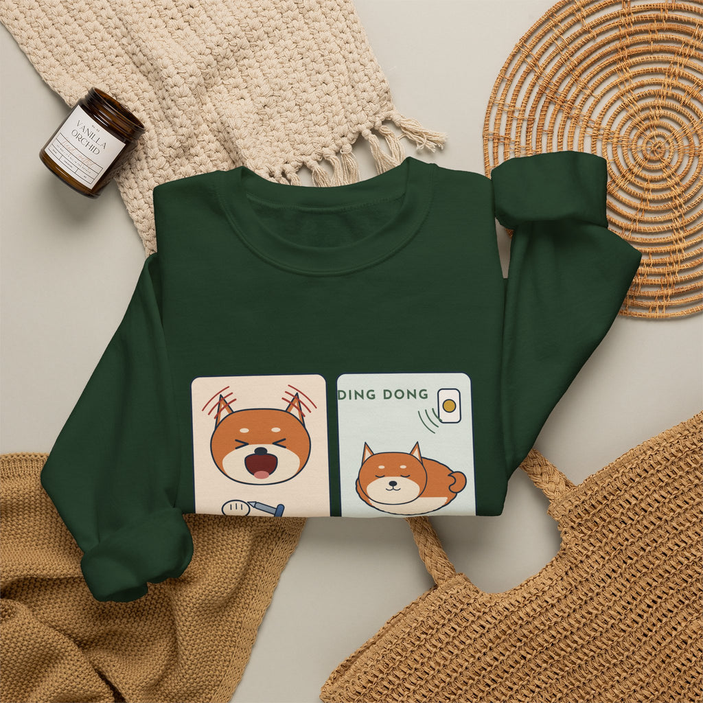 Shiba Inu Crewneck Sweatshirt - Screams at Nail Trims. Ignores the Doorbell.