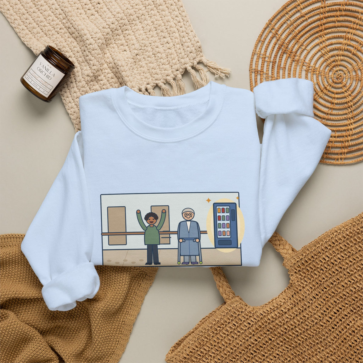 CVICU Nurse Sweatshirt, Day Two After Heart Surgery, He Walked the Whole Hallway to See the Vending Machine, Funny Hallway Walk Crewneck