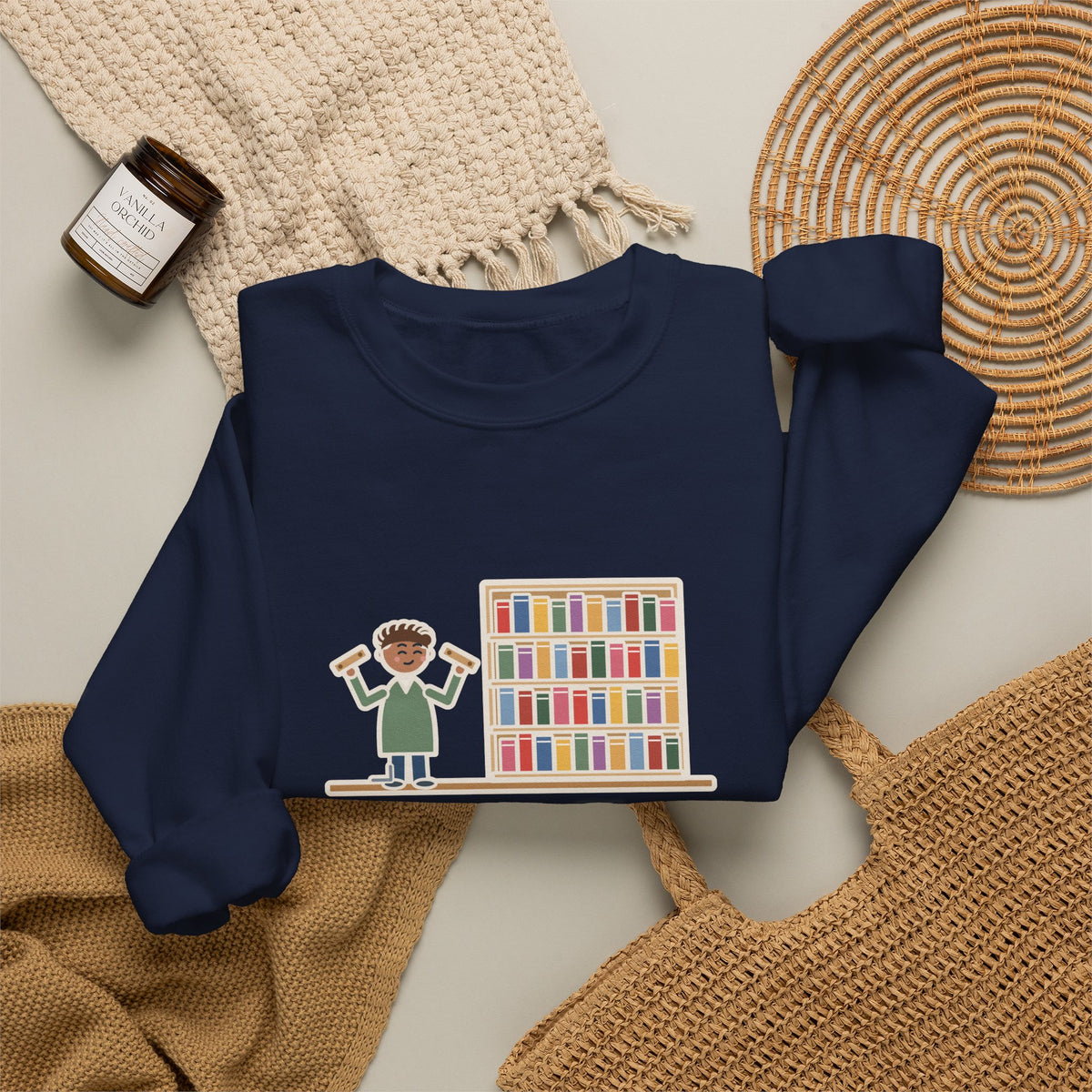 DIY Bookshelf Sweatshirt, Built It, Two Pieces Left Over, Holds Forty Books Anyway, Funny Finished Shelf Crewneck