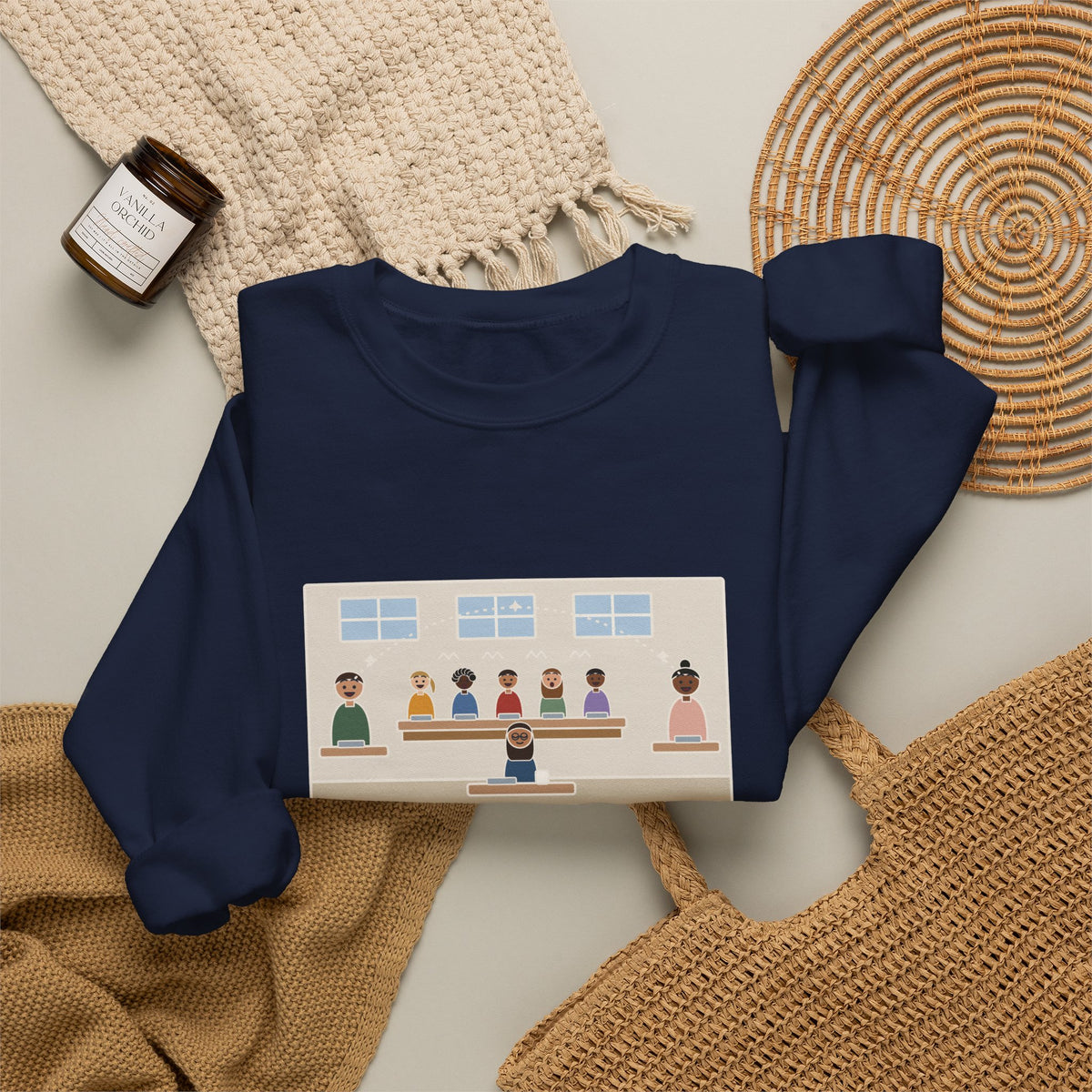 ASL Teacher Sweatshirt, The Kids Figured Out They Can Talk Across the Cafeteria Now, Funny Lunchroom Crewneck