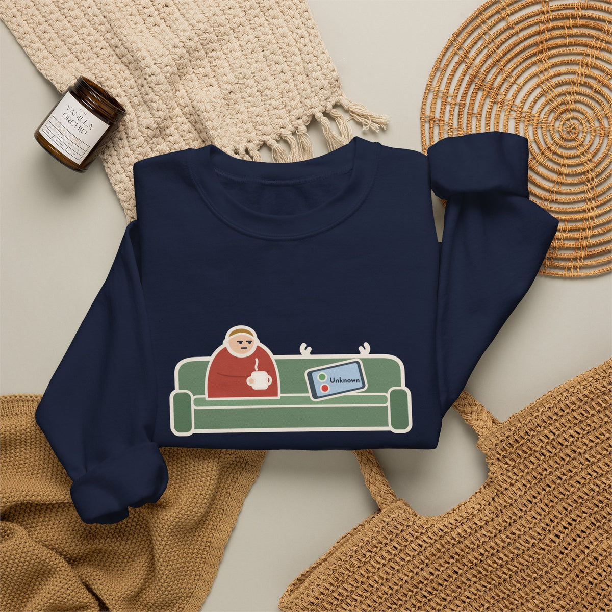 Unknown Number Sweatshirt, Let It Ring, Then Waited for the Text, Funny Couch Calm Crewneck