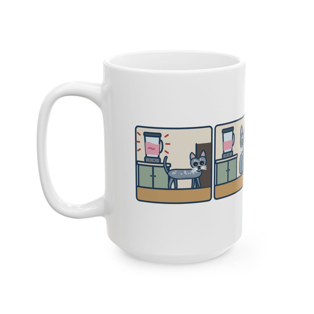 Large 15oz Korat Mug - Blender Exit and Return Silver-Blue Green-Eyed Cat Gift