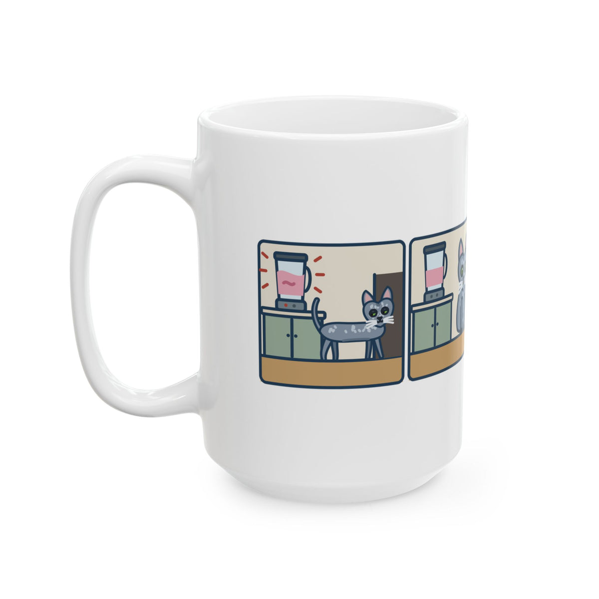 Large 15oz Korat Mug - Blender Exit and Return Silver-Blue Green-Eyed Cat Gift