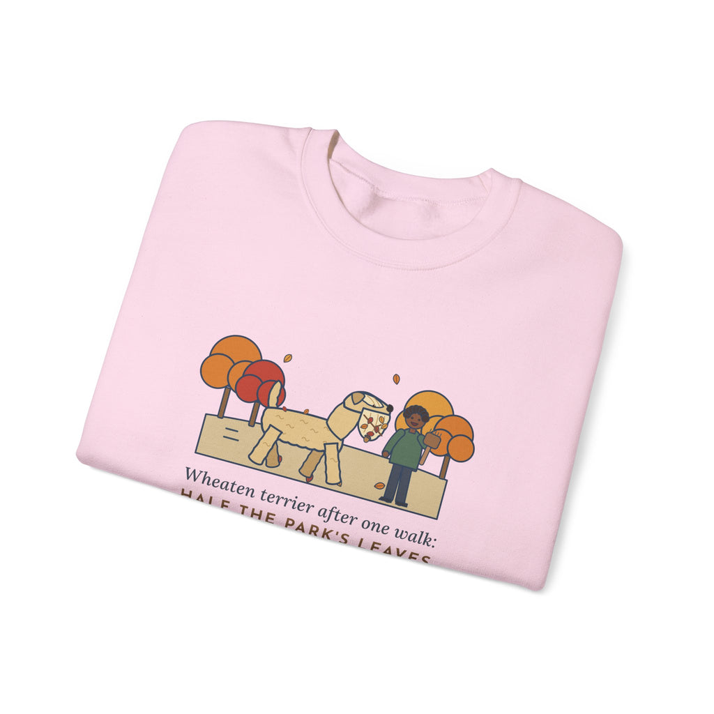 Wheaten Terrier Sweatshirt, Half the Park's Leaves in His Beard, Funny Autumn Walk Crewneck
