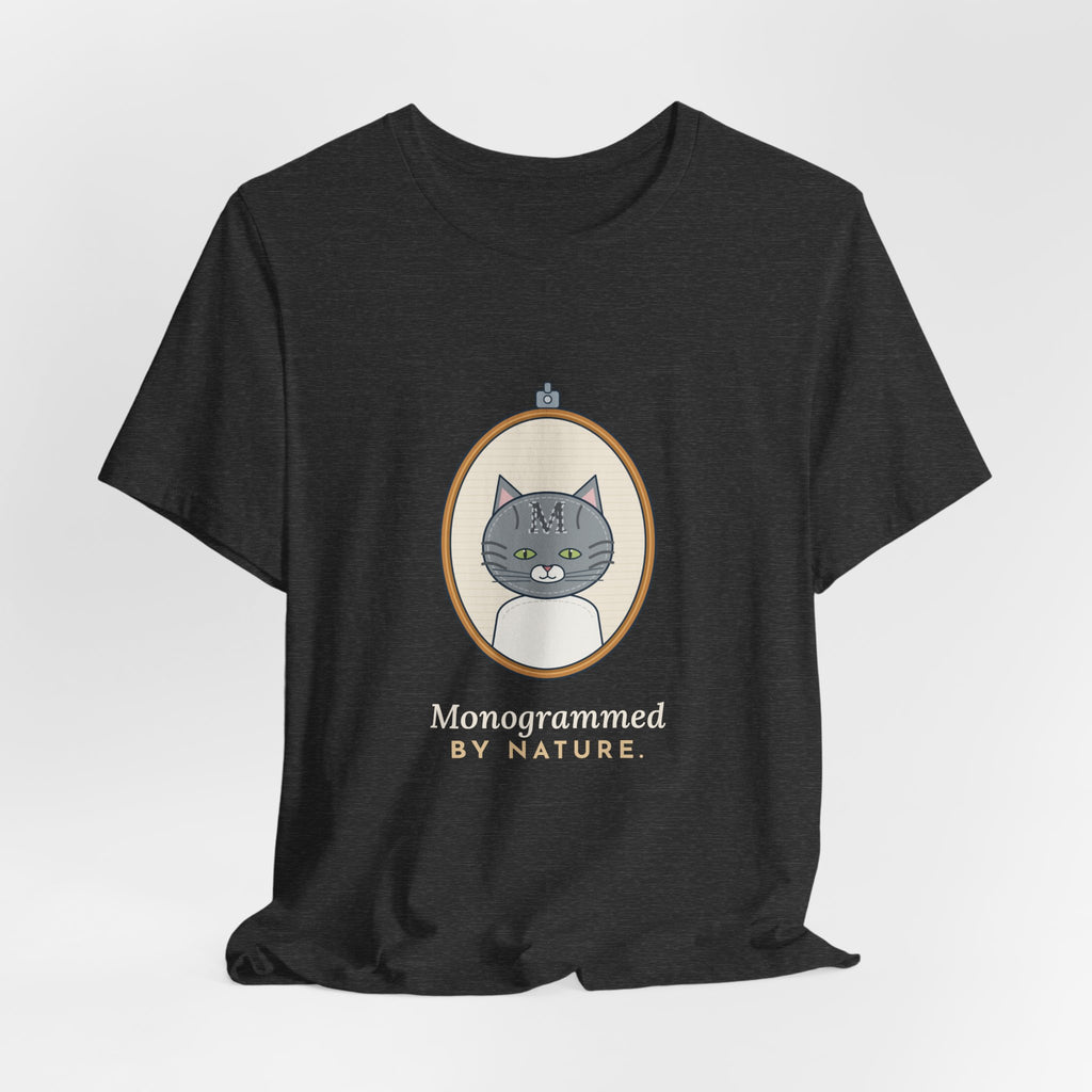 Gray Tabby Cat T-Shirt - Forehead M Initial, Nature's Own Letter Tabby Cat Lover Tee