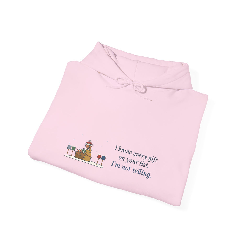 Mail Carrier Hoodie - I Know Every Gift on Your List. I'm Not Telling. Holiday Route Gift