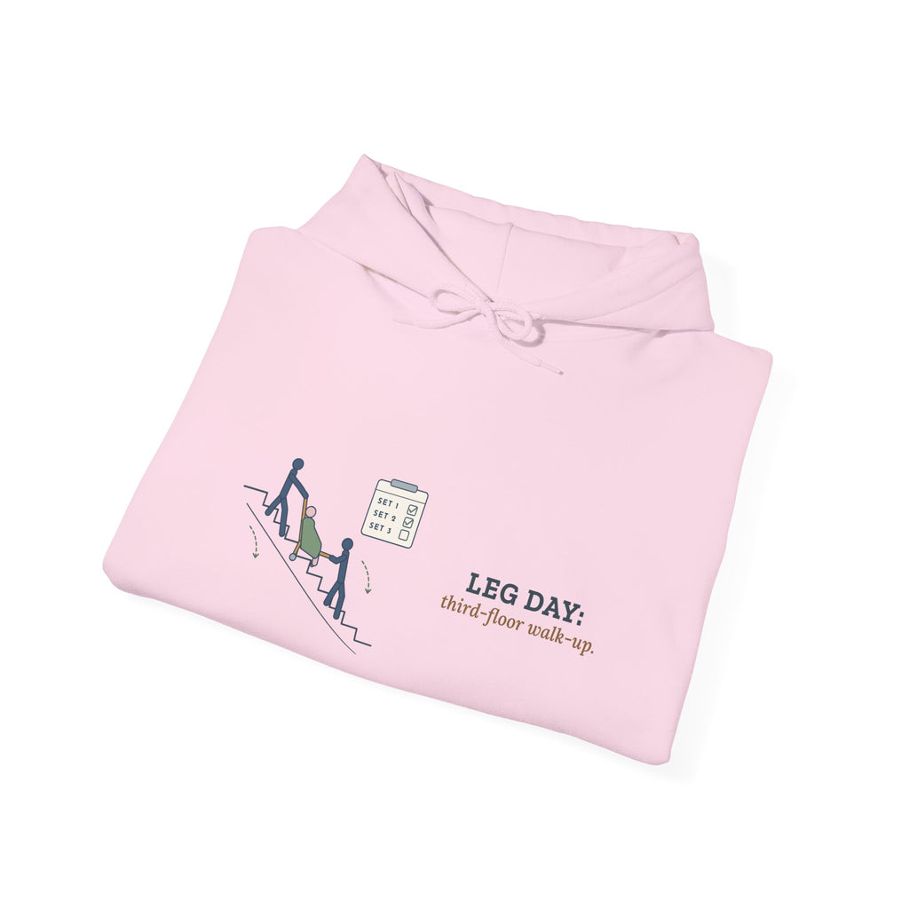 EMT Hoodie - Leg Day: Third-Floor Walk-Up Paramedic Crew Hooded Sweatshirt