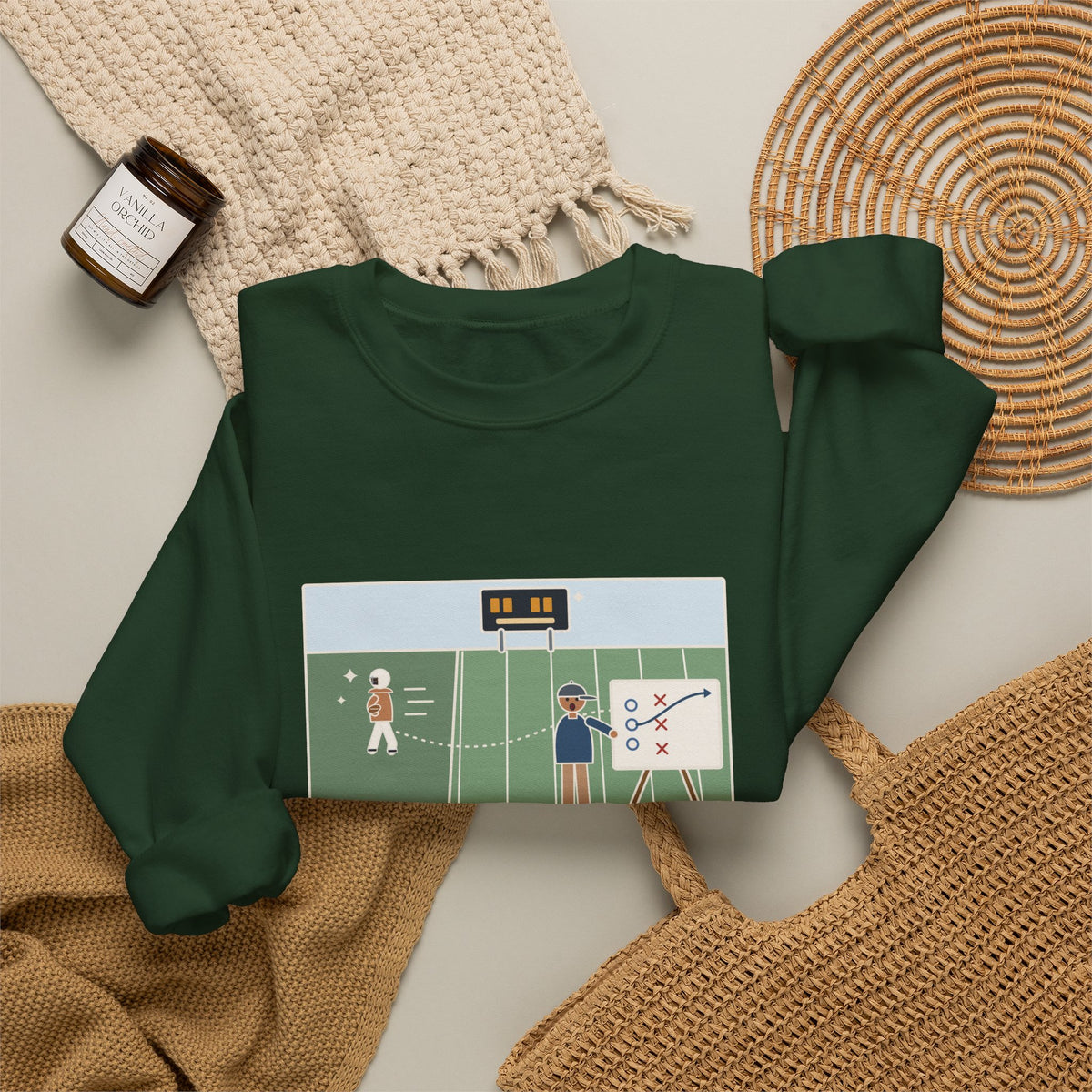 Football Coach Sweatshirt, Drew Up the Play, The Quarterback Ran It Backward and Scored, Funny Sideline Board Crewneck