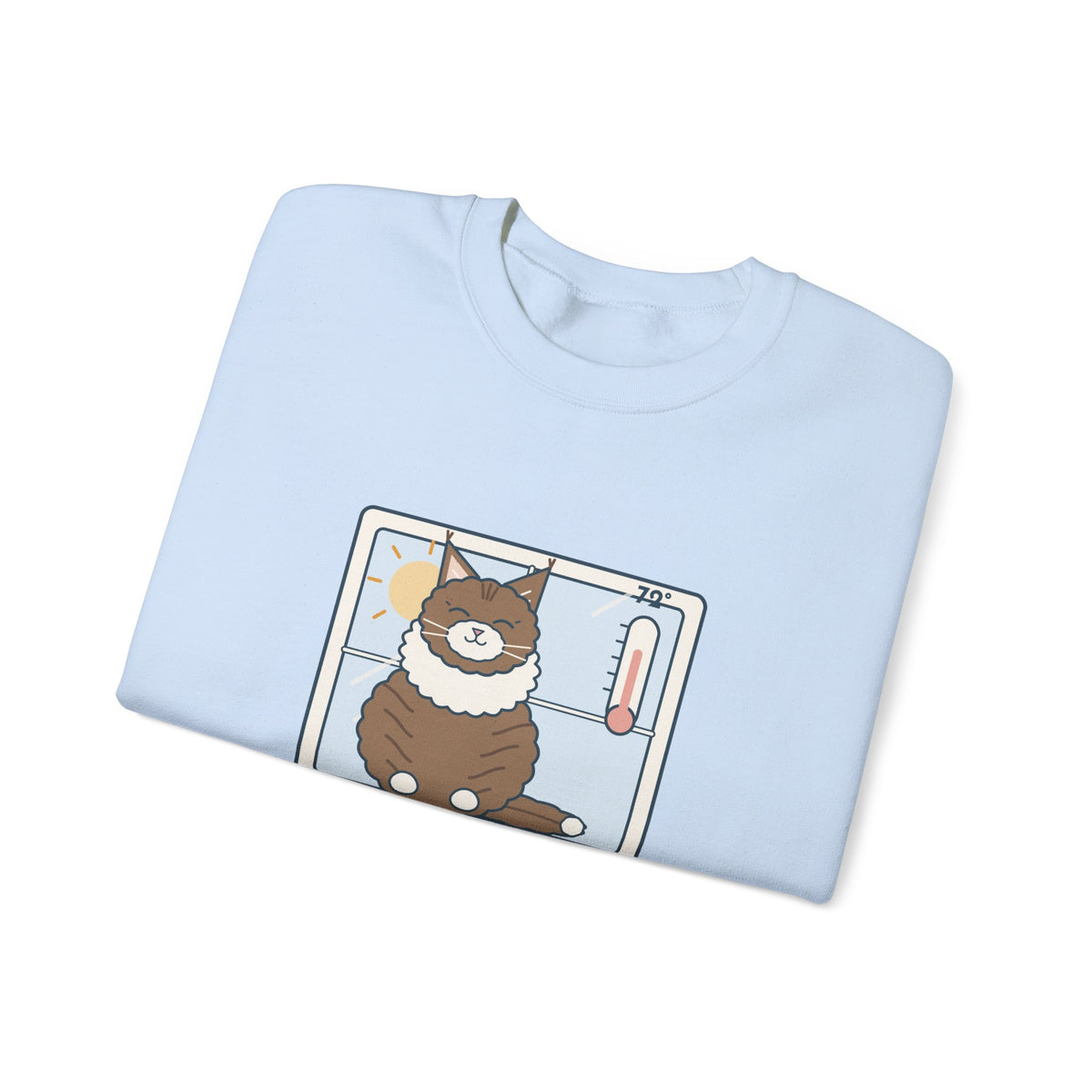 Norwegian Forest Cat Crewneck Sweatshirt - Wears a Winter Coat to the Windowsill