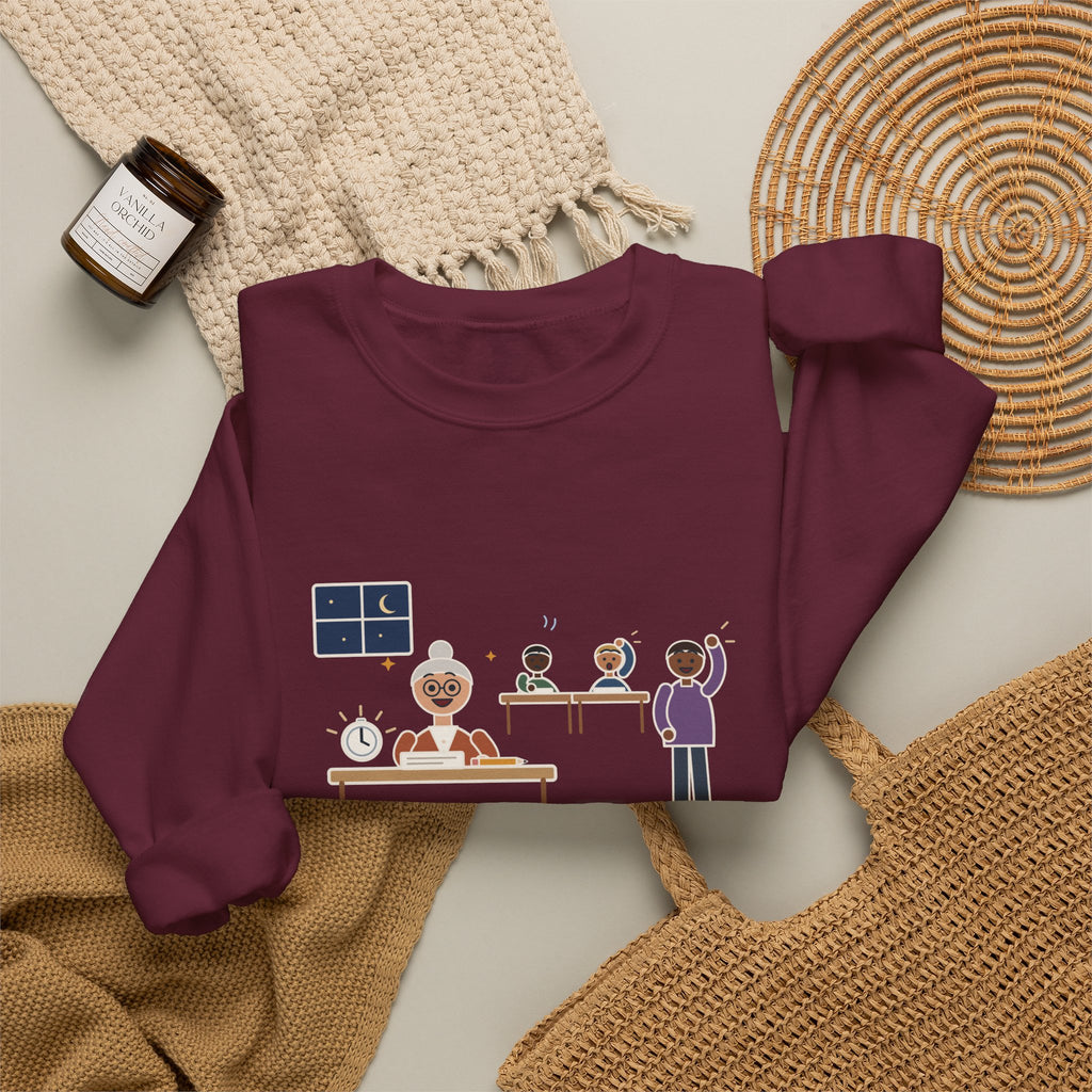 Adult Education Teacher Crewneck Sweatshirt - Grandma Finished the Math Section First