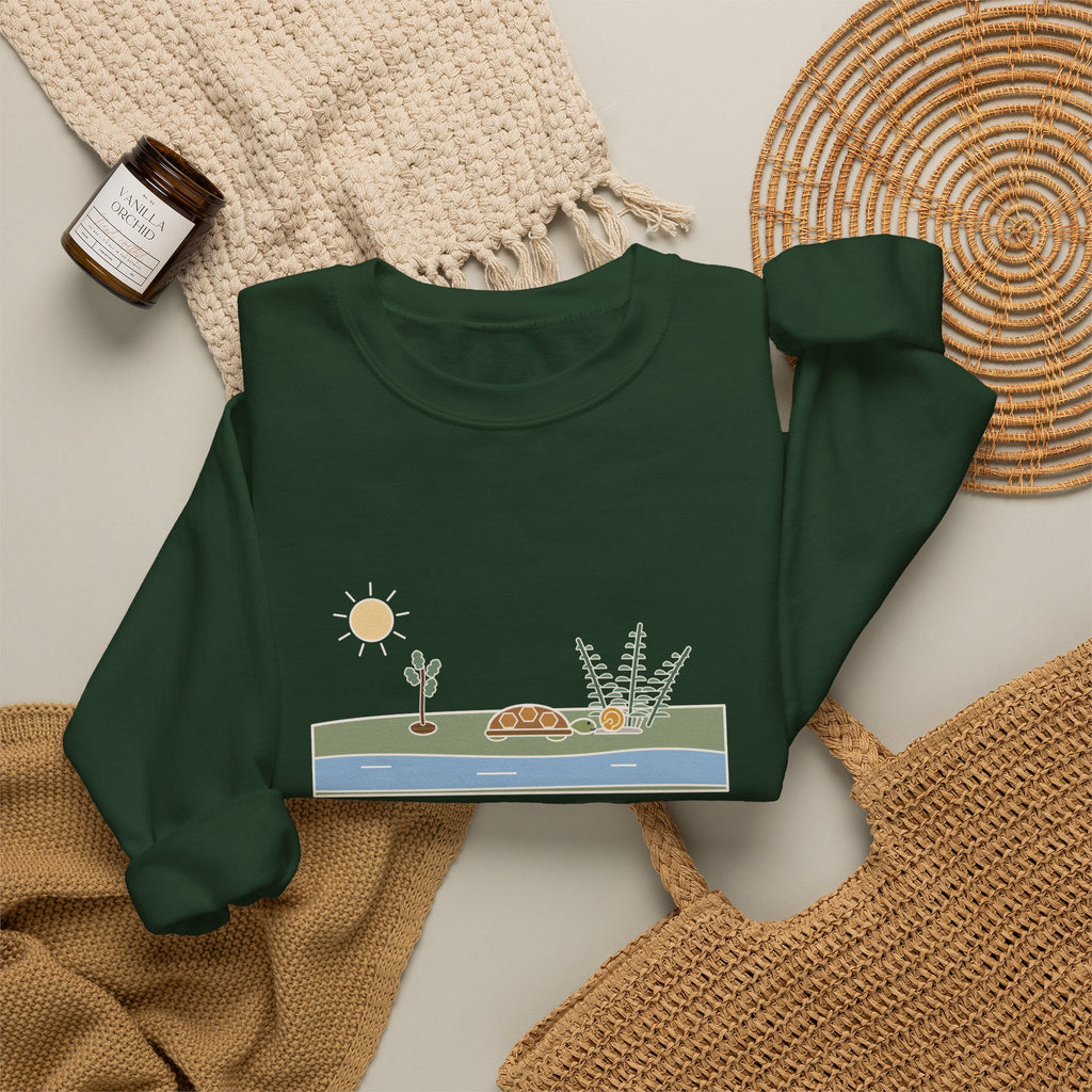 Adopt the Pace of Nature, Her Secret Is Patience Sweatshirt, Nature Emerson Quote Crewneck with Tortoise and Snail