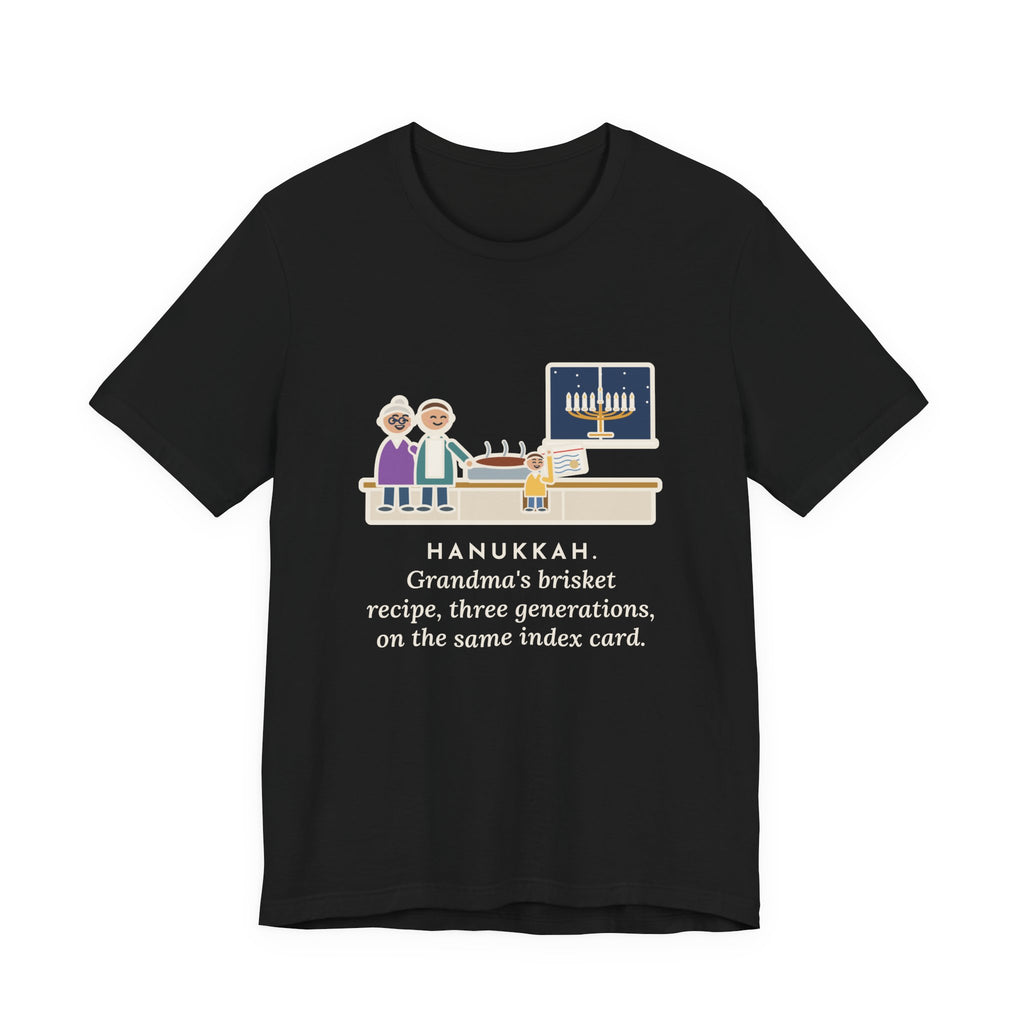 Funny Hanukkah Brisket T-Shirt, Grandma's Recipe, Three Generations, the Same Index Card, Recipe Card Tee