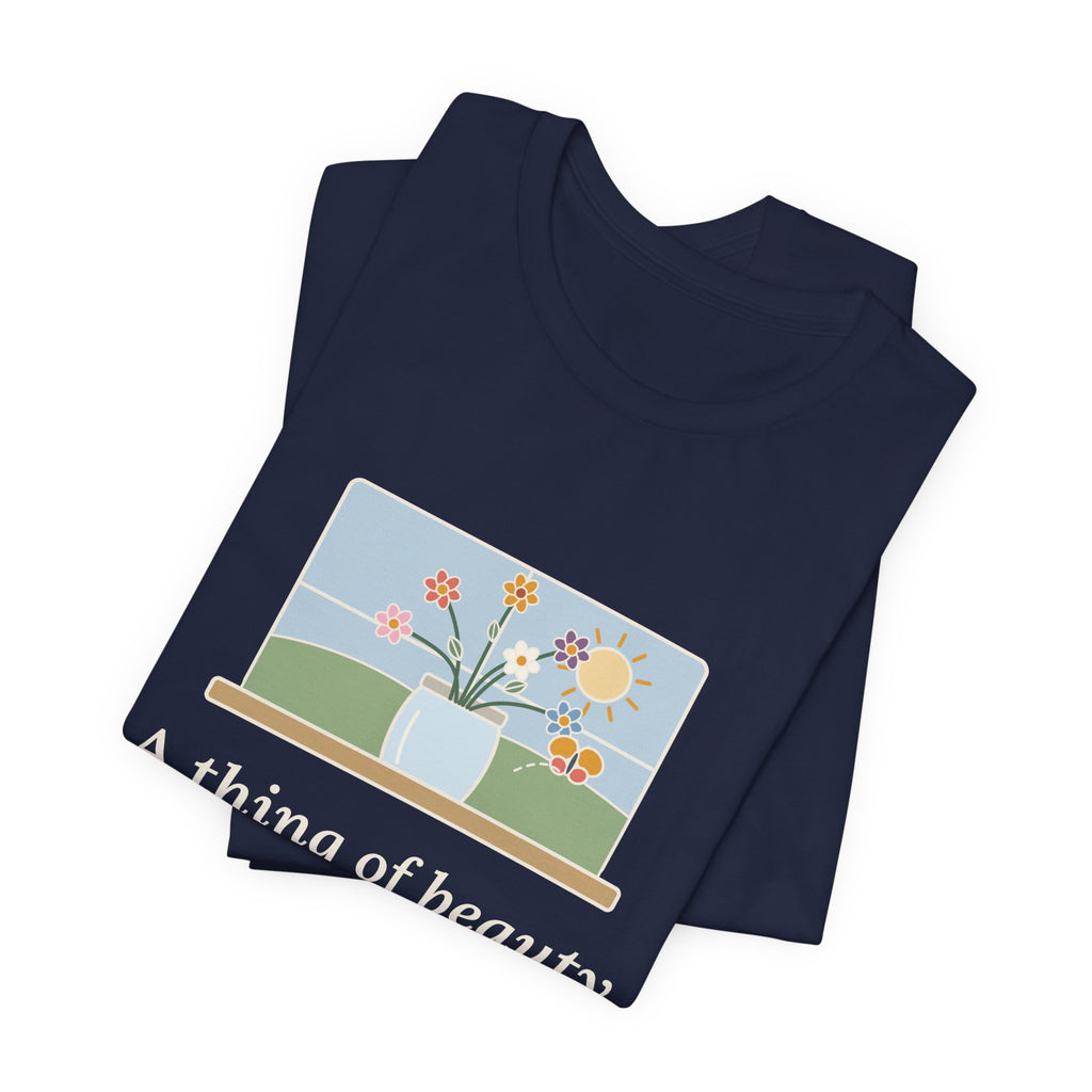 John Keats Quote T-Shirt, A Thing of Beauty Is a Joy Forever, Nature Wildflower Jar Tee